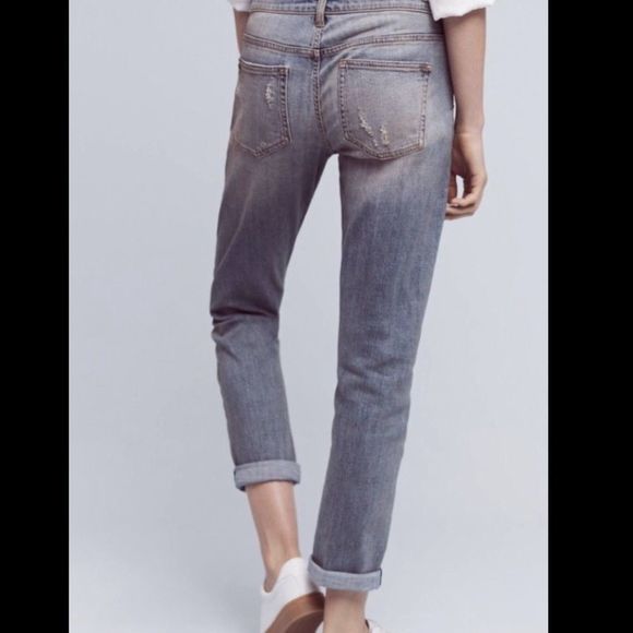 Pilcro Distress Jewel Rhinestone Mid Rise Crop 29 - Picture 5 of 6